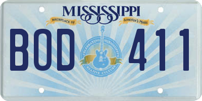 MS license plate BOD411