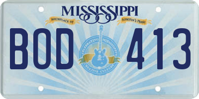 MS license plate BOD413