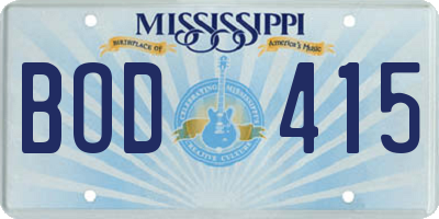 MS license plate BOD415