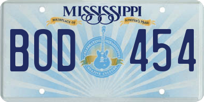 MS license plate BOD454
