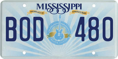 MS license plate BOD480