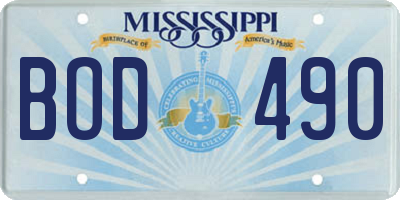 MS license plate BOD490