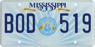 MS license plate BOD519