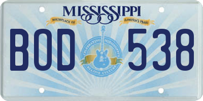 MS license plate BOD538