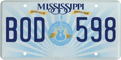 MS license plate BOD598