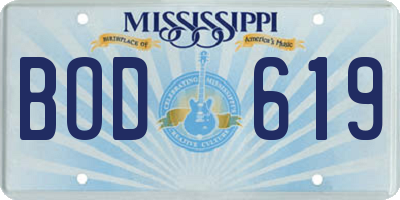 MS license plate BOD619