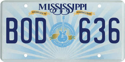 MS license plate BOD636