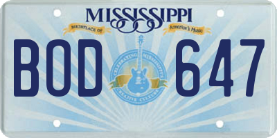 MS license plate BOD647