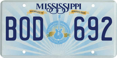 MS license plate BOD692