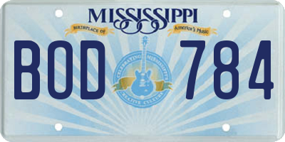 MS license plate BOD784