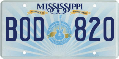 MS license plate BOD820