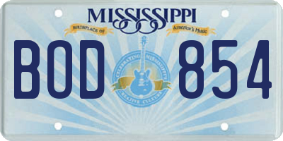 MS license plate BOD854