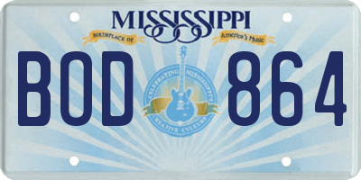 MS license plate BOD864