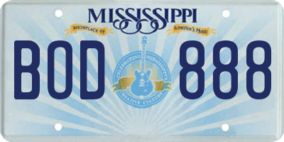 MS license plate BOD888