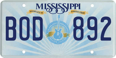 MS license plate BOD892