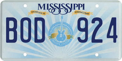 MS license plate BOD924