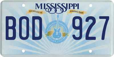 MS license plate BOD927