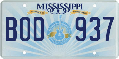 MS license plate BOD937