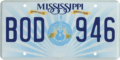 MS license plate BOD946