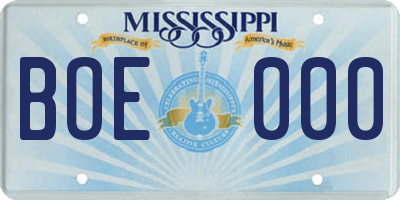 MS license plate BOE000