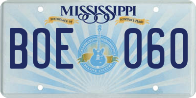 MS license plate BOE060