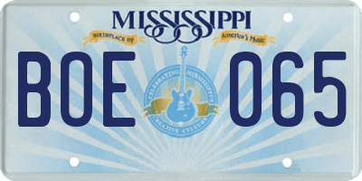 MS license plate BOE065