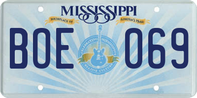 MS license plate BOE069