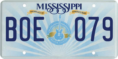 MS license plate BOE079