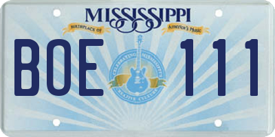 MS license plate BOE111