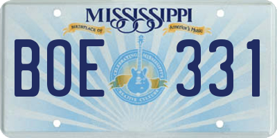 MS license plate BOE331