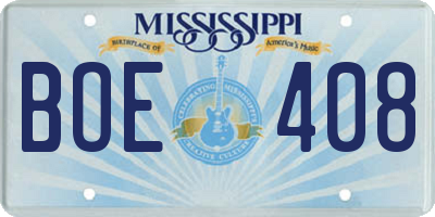 MS license plate BOE408