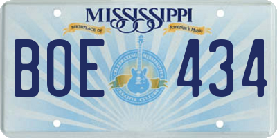 MS license plate BOE434