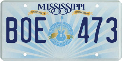 MS license plate BOE473