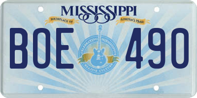 MS license plate BOE490