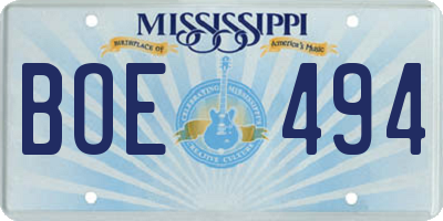 MS license plate BOE494