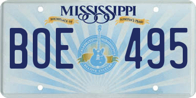 MS license plate BOE495