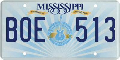 MS license plate BOE513