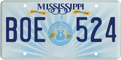 MS license plate BOE524