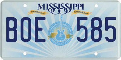 MS license plate BOE585