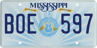 MS license plate BOE597