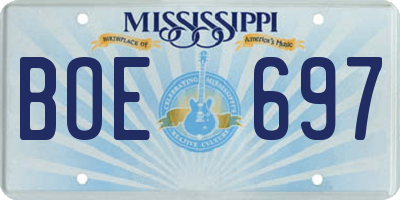 MS license plate BOE697