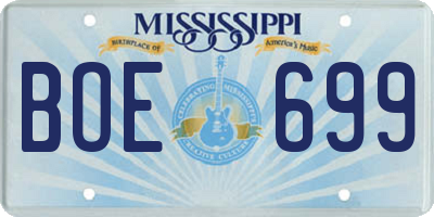 MS license plate BOE699