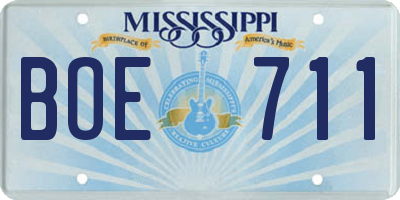 MS license plate BOE711