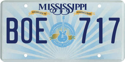MS license plate BOE717