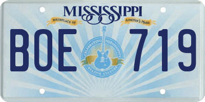 MS license plate BOE719