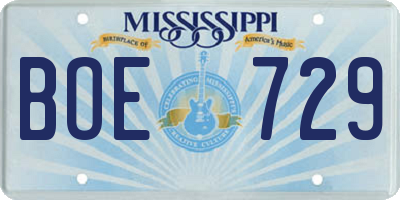 MS license plate BOE729