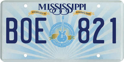 MS license plate BOE821