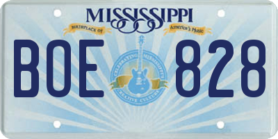 MS license plate BOE828