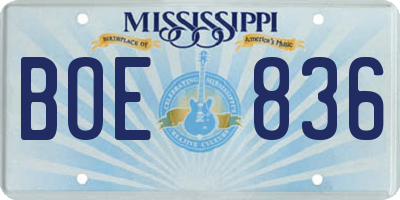 MS license plate BOE836