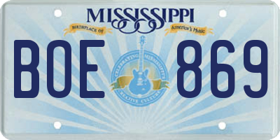 MS license plate BOE869
